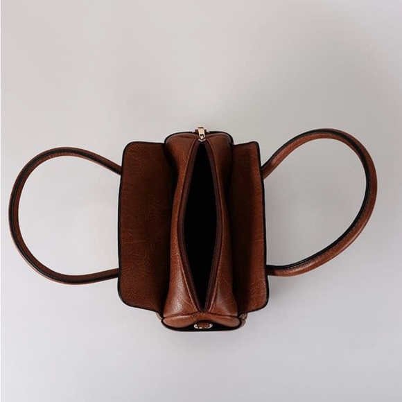 Western Floral Embossed Satchel~Brown Tooled - Picture 4 of 4